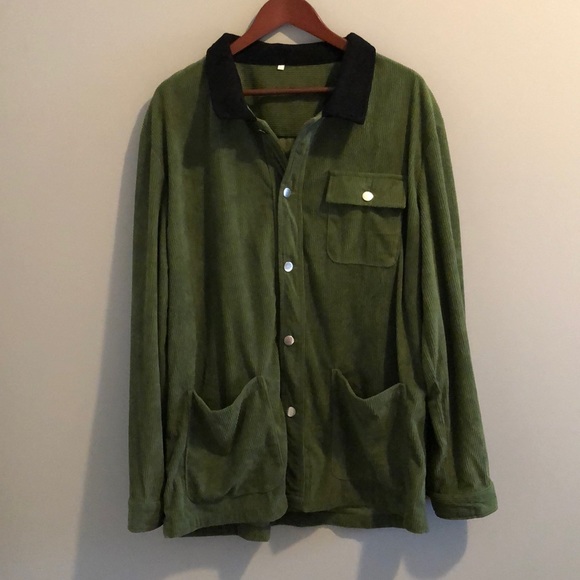 SHEIN Other - NWOTS ~ GREEN CORDUROY BUTTON UP (XXL)